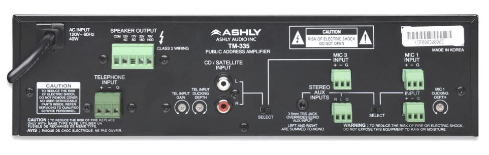 Ashly TM-335 35W Public Address Mixer Amplifier