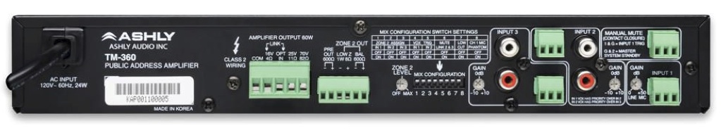 Ashly TM-360 60W Public Address Mixer Amplifier