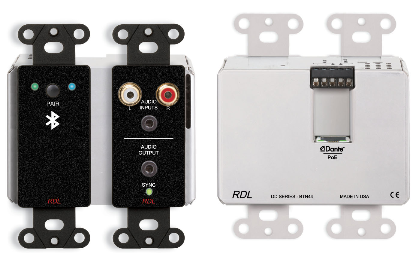RDL DDB-BTN44 - Wall-Mounted Bi-Directional Line-Level ,Bluetooth® Audio Dante Interface