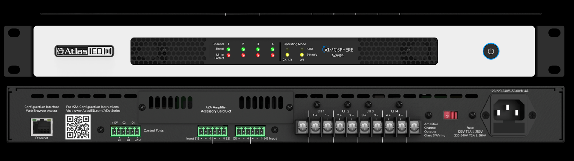 AtlasIED AZA404 - 400W Networkable 4-Channel Power Amplifier
