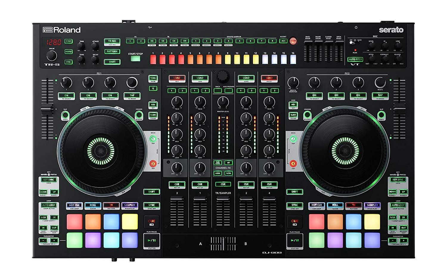 Roland DJ-808 DJコントローラー ローランド Serato Roland DJ-808 4-Channel DJ Controller for Serato DJ | RK Audio