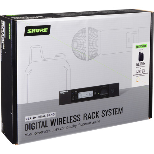 Shure GLXD14R+/MX53 - Digital Wireless Rack System with MX153 Headset Microphone