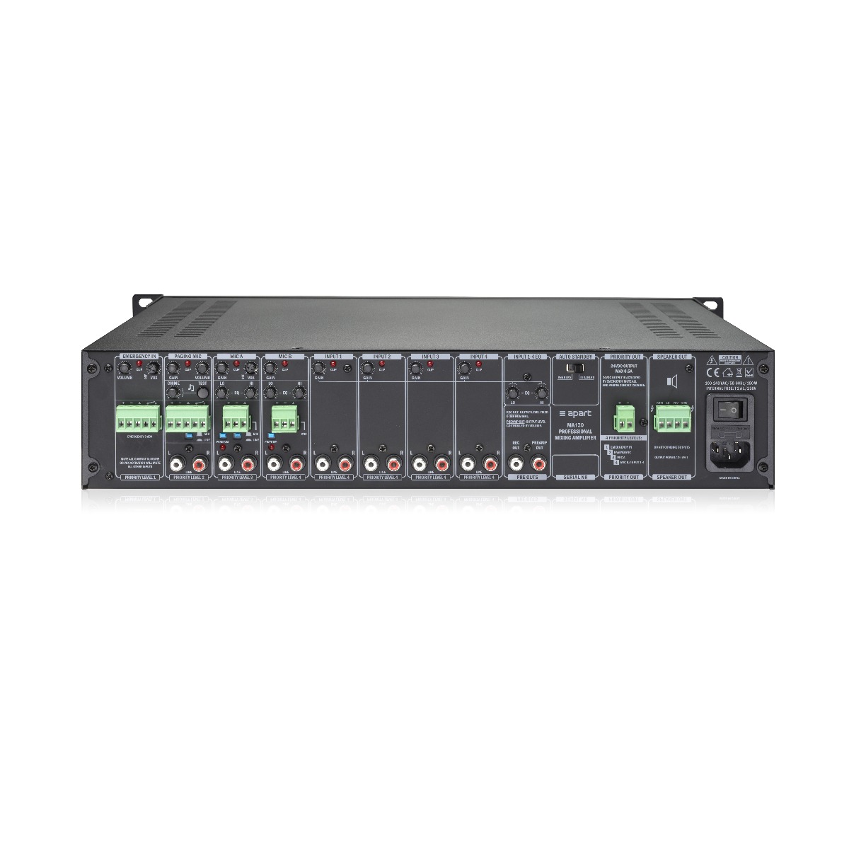APart Audio MA120 - 120W 4x2 Professional Mixing Amplifier 