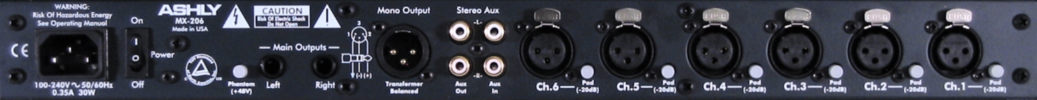 Ashly MX-206 6-Input Stereo Microphone Mixer