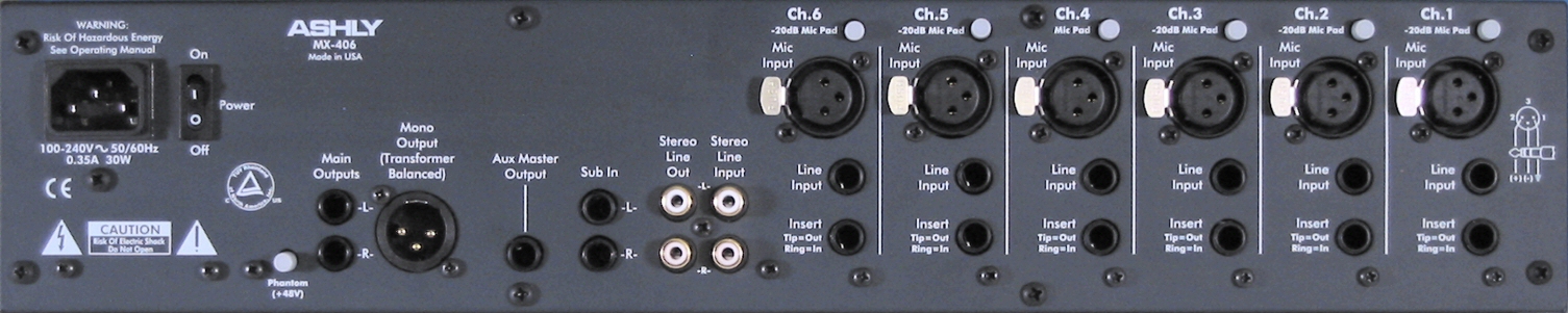 Ashly MX-406 6-Input Mic/Line Mixer with EQ