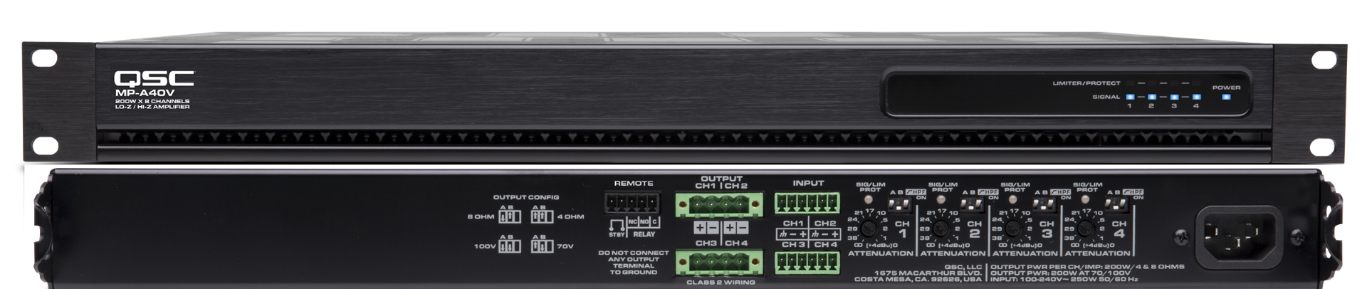 QSC MP-A40V - 200W 4-Channel Amplifier
