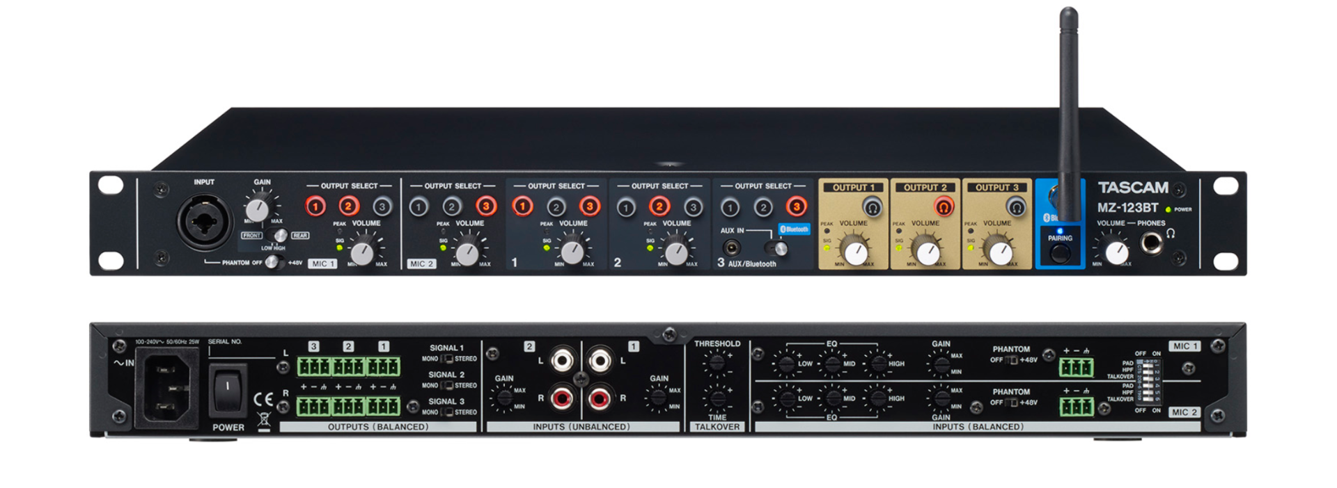 Tascam MZ-123BT - Commercial-grade Multi-Zone Audio Mixer